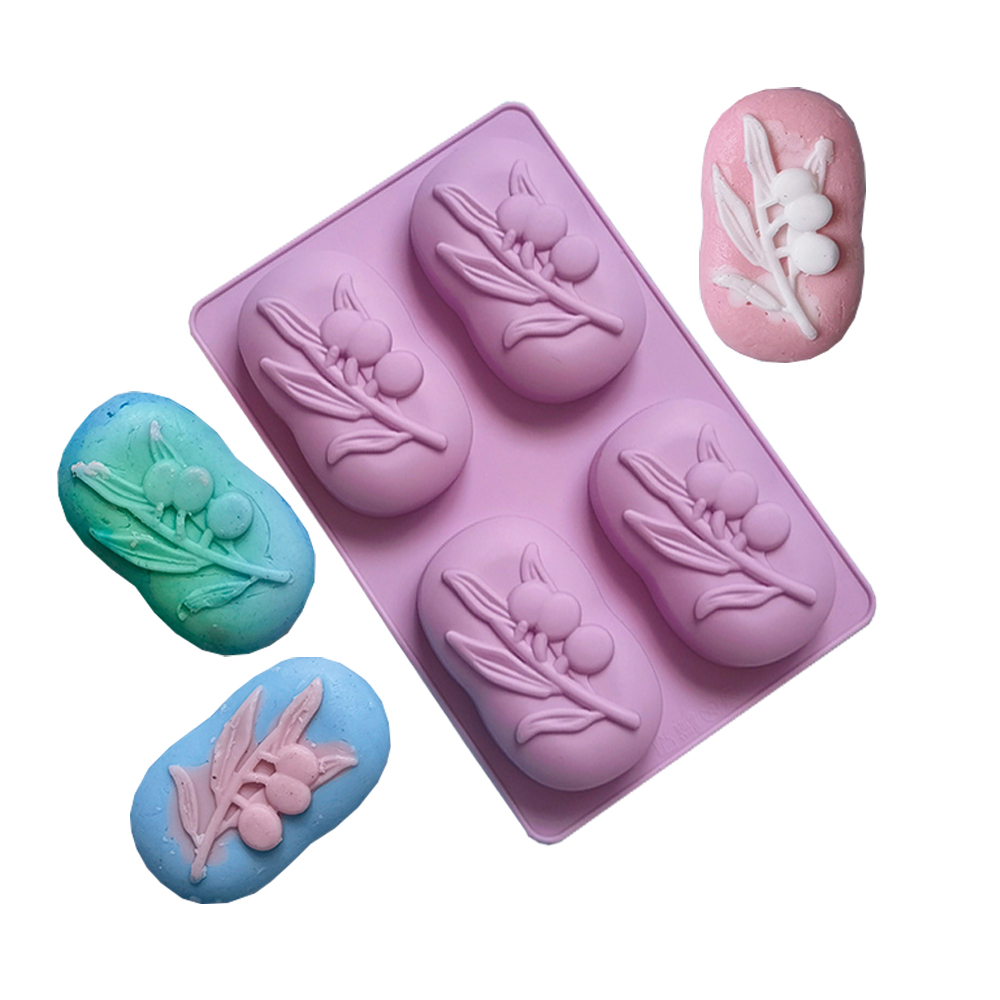 Soap Making Essentials - 4-holtes ovale olijfboom siliconen zeep mal